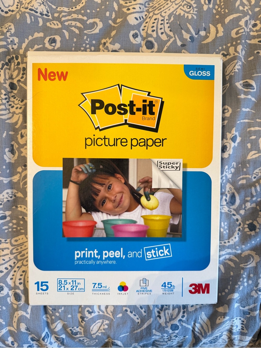 Picture Paper 8.5x11 Semi-Gloss - Yellow & Blue Packaging